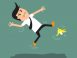 Illustration d'un homme qui glisse sur une peau de banane